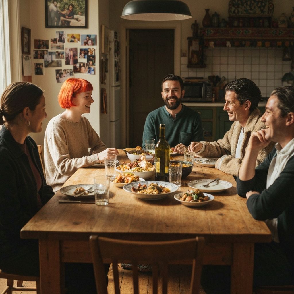 People gathered around dining table