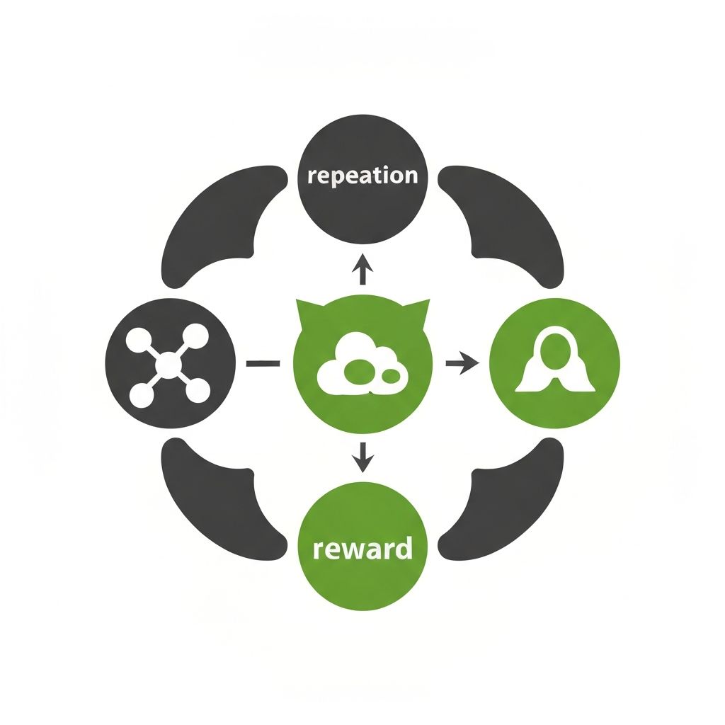 Circular feedback loop illustration